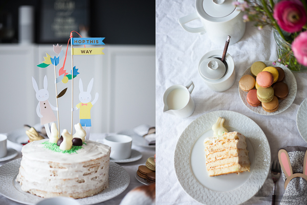 Rheinherztelbe Festlich gedeckter Tisch zum Osterfest | Naked Cake mit Vanille - Mascarpone - Füllung