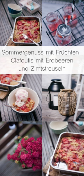 Rheinherztelbe Sommergenuss mit Früchten | Clafoutis mit Erdbeeren und Zimtstreuseln